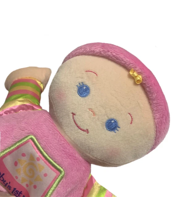 Fisher Price Brilliant Basics Babys First Doll Pink Plush lovey rattle 10" toy