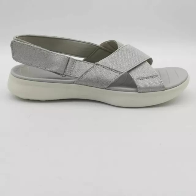 Lands End Womens Gatas Flat Sandals Silver Beech Sling Back Hook & Loop 9 B