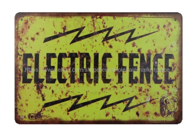 Electric Fence metal tin sign metal kitchen signs