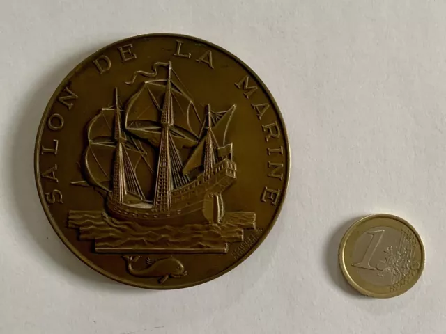 Rare grosse médaille bronze - Salon de la Marine 1948 Graveur : Georges Guiraud