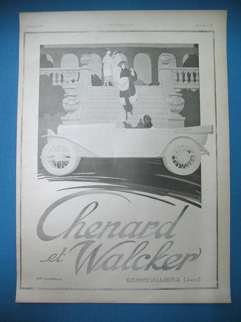 Publicite De Presse Chenard & Walcker Automobile Gennevilliers French Ad 1919