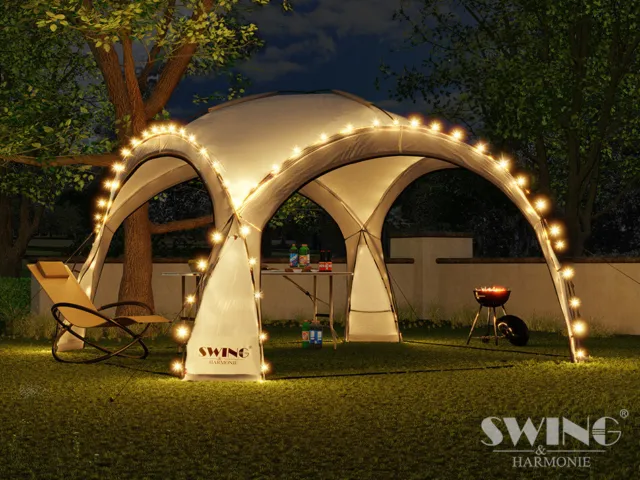 LED - Event Pavillon Partyzelt Garten Pavilon Gartenzelt Solar Camping Pavilion 2