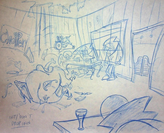 BEETLEJUICE 1989 PRODUCTION Chris LaBonte Hand Drawn Key Background ...