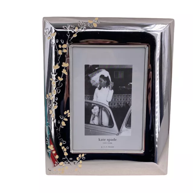 Kate Spade Gardner Street Lenox Crystal Silver Plate Picture Frame 5” x 7” NEW