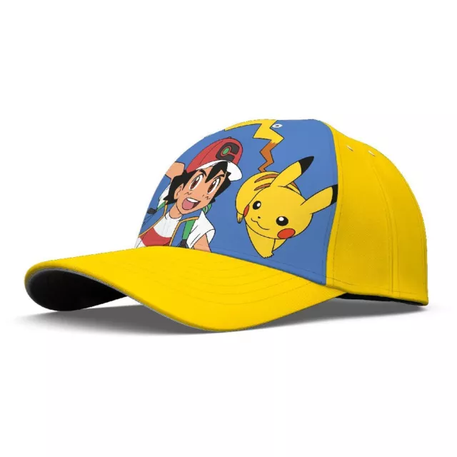 Pokemon Ash Ketchum Cappello con visiera Baseball Bambini  3-8 anni Giallo