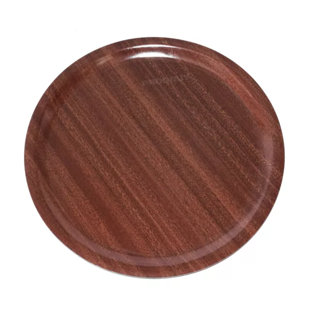 Set of 2 Mahogany Medium 13" Round Food Serving Trays Cafeteria Canteen Cafe