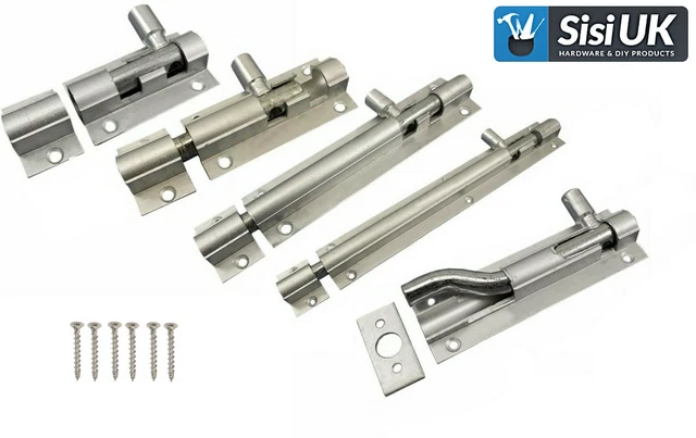 SLIDE BARREL BOLT Bathroom Door Lock Shed Toilet Catch Latch Secure All ...