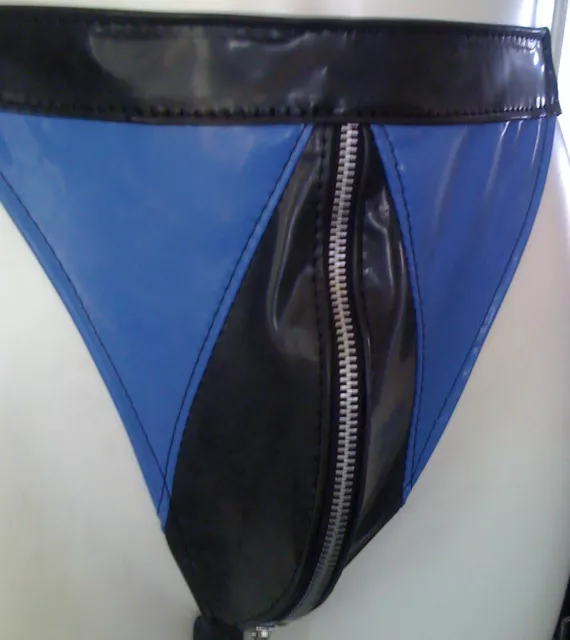 The Federation Rubber Latex Mens Zip Front Thong Contrast Colour Sides