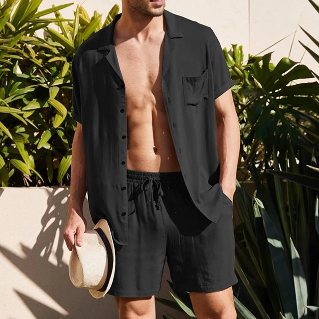 Set 2 pz/set pantaloni da uomo elastici vita cordini resistenti all'usura pantaloncini estivi