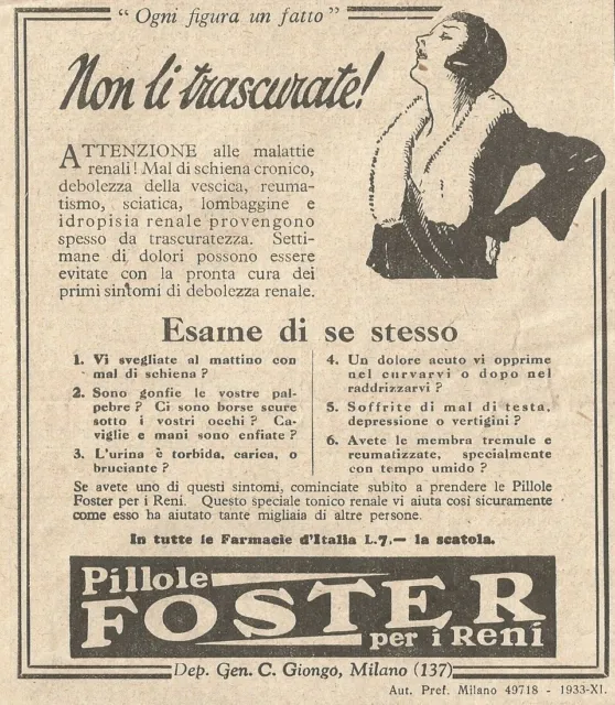 Y3410 FOSTER kidney pills - Vintage advertising - 1935 vintage advertising