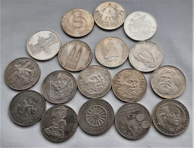 Konvolut von 17 x 5 Deutsche Mark Sondermünzen von 1971 - 1986 2