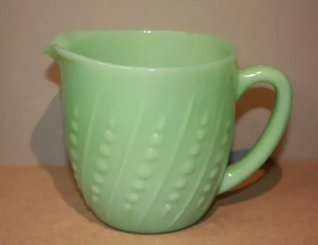 Vintage Fire King Jadeite Milk Pitcher Bead & Bar Pattern