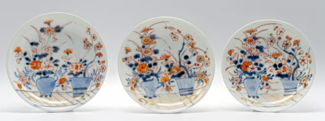 FINE 3 Chinese Porcelain Imari Mandarin Saucers Qing Qianlong (1736-1795)