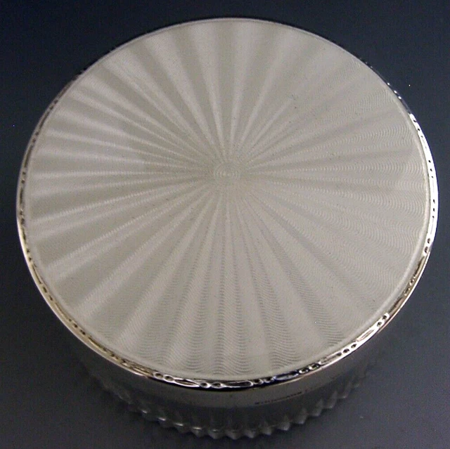 Vaso Da Toeletta In Vetro Smaltato Bianco Argento Sterling 1950 Art Deco Trainata