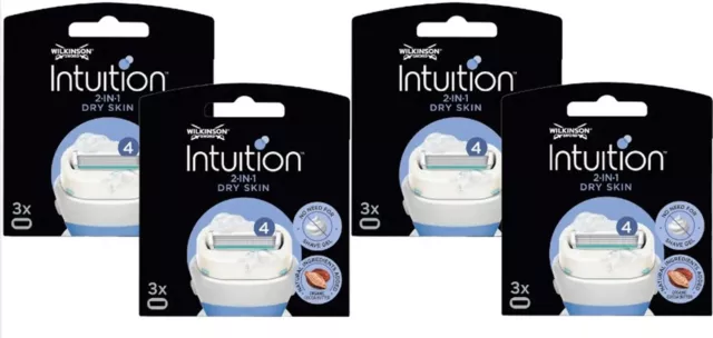 12 Wilkinson Intuition Dry Skin 4 x 3 Rasierklingen mit Cocoa Butter  NEU