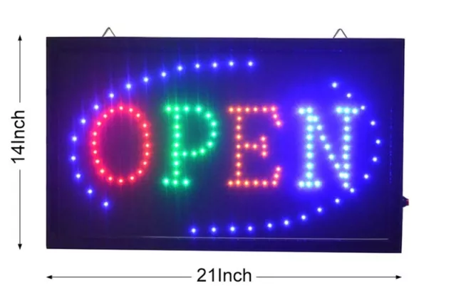 LARGE Animated LED Neon BUSINESS OPEN Sign w.Motion ON/OFF Switch 21" X13" # 045