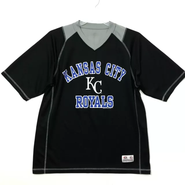 Royals V Neck Pull Over Jersey Style Shirt Mens L large Black Gray Short Sleeve