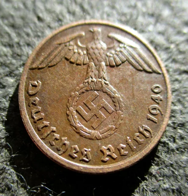 Old Coin Of Third Reich Nazi Germany 1 Reichspfennig 1940 A Berlin World War Ii