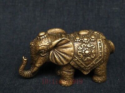 Collection Chinese Bronze Carved Elephant Statue Paperweight Family Decoration