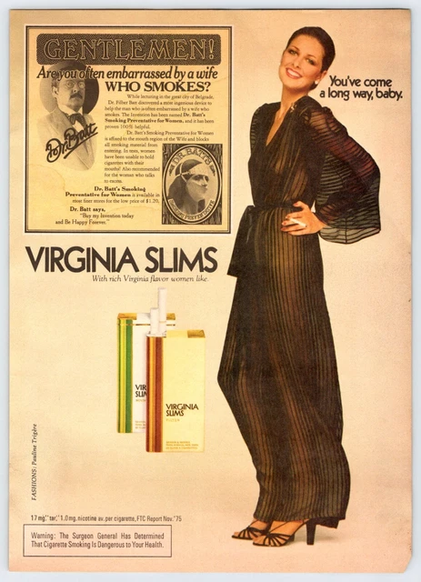 1976 YOUNG WOMAN VIRGINIA SLIMS CIGARETTES Vintage 8X11 Magazine Ad