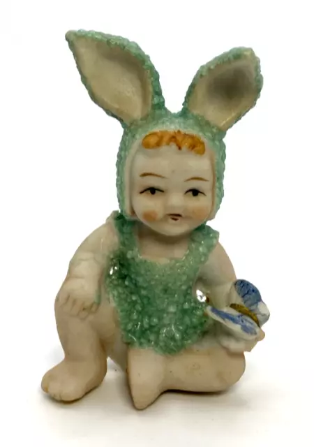 Vintage 1940's Sugar Bunny Baby Green with Blue Butterfly Easter Bunny