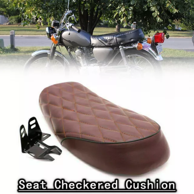 Seat Checkered Cushion Pad Motor Brown Cafe Racer For Yamaha SR400 SR500