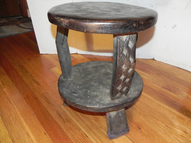 Arts of Africa - Makonde Stool - Tanzania - Mozambique - 17" Height x 14.5' Wide