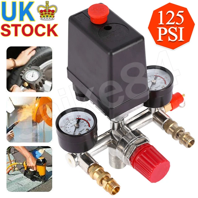 125 PSI AIR Compressor Pressure Switch Control Valve Manifold Regulator