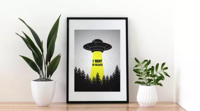 A4 I Want To Believe Ufo X Files  Music Film Art Retro Poster  Culture Print