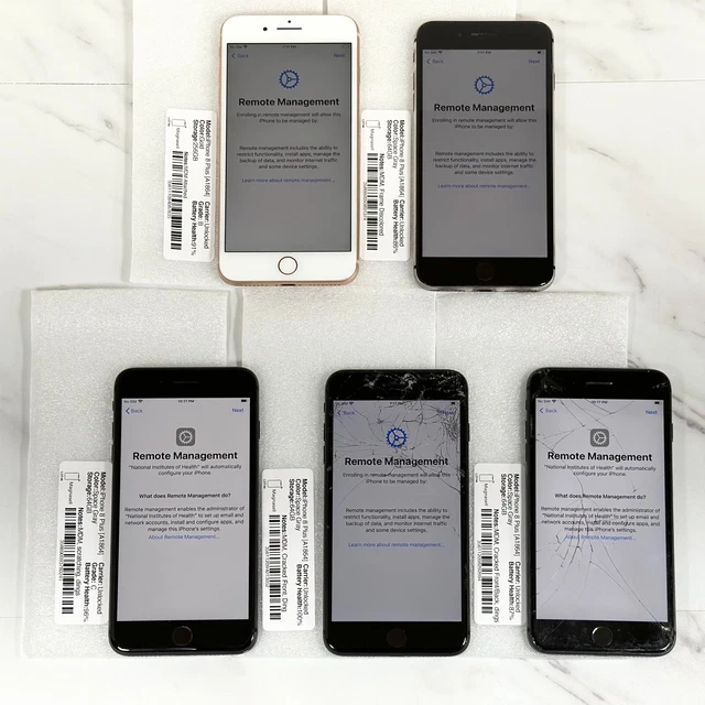 iPhone 8 Plus A1864 64GB, 256GB Unlocked - MDM Managed - iC OFF - LOT OF 5 iPhone 8 Plus A1864 64GB, 256GB Unlocked - MDM Managed - iC OFF - LOT OF 5