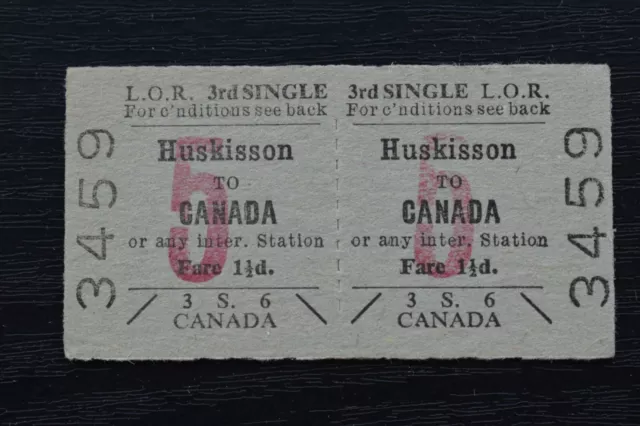 Liverpool Overhead Railway Ticket LOR HUSKISSON to CANADA No 3459