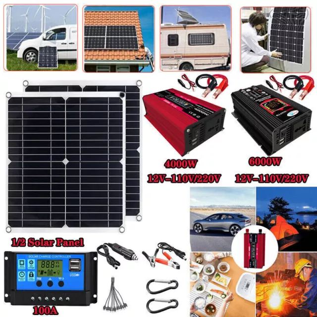 6000W 4000W Inverter 400W Solar Panel Kit Solar Power Generator Home Grid System