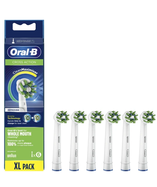 Lot De 8 Brossettes Oral-B CrossAction Pour Brosse à Dents électrique - Compatibles Multiple Modèles, Neuves Sous Blister