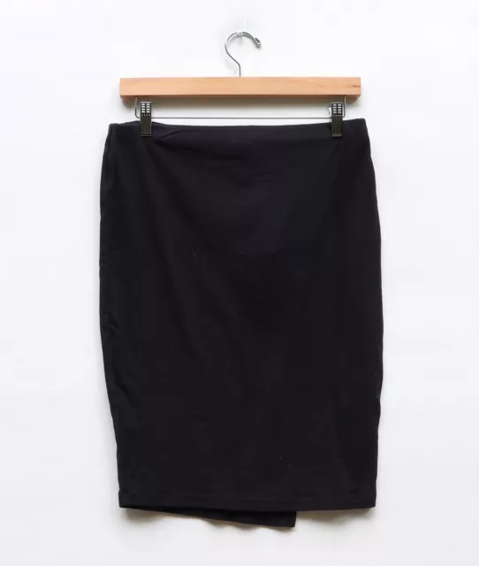 NWT James Perse Tuck Wrap Skirt Size 2 in Black Elastic Band Waist 2