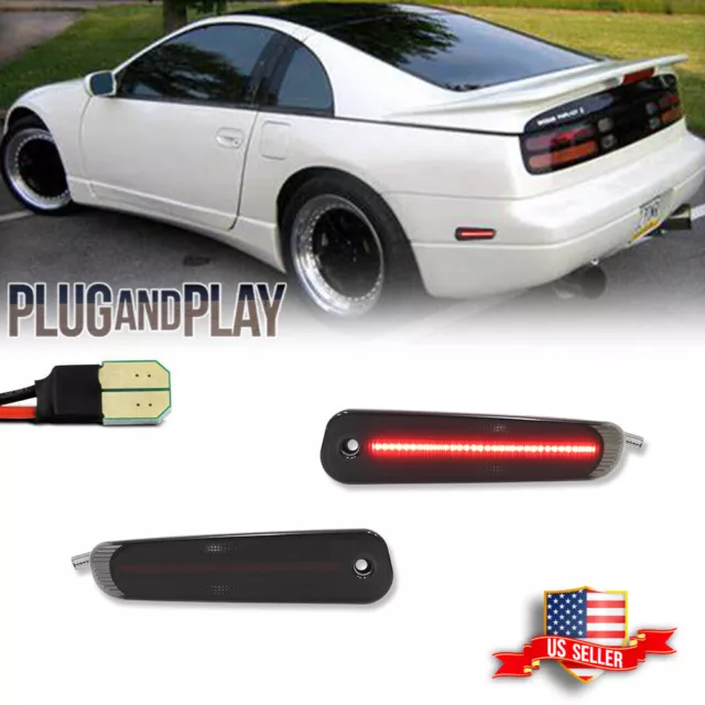 2x Smoked Red LED Rear Bumper Side Marker Lights For 1990-1996 Nissan 300ZX Z32