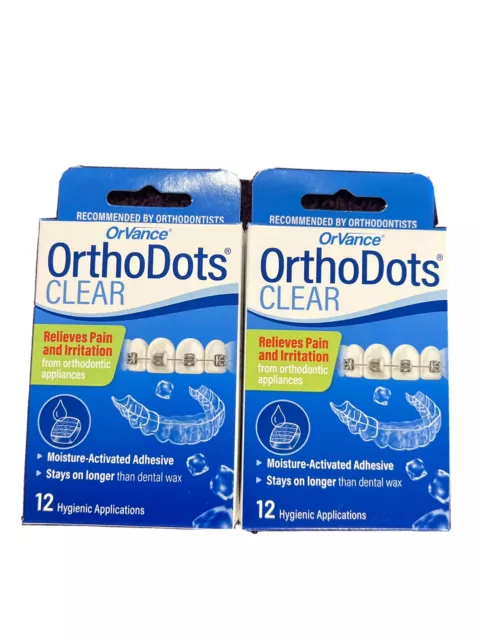 Paquete de 2 - OrthoDots TRANSPARENTE 12 unidades = 24 activados por humedad, alternativa de cera de silicona