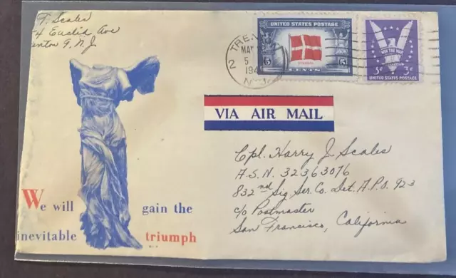 WWII Patriotic Cover "We will gain the inevitable Triumph" Opened