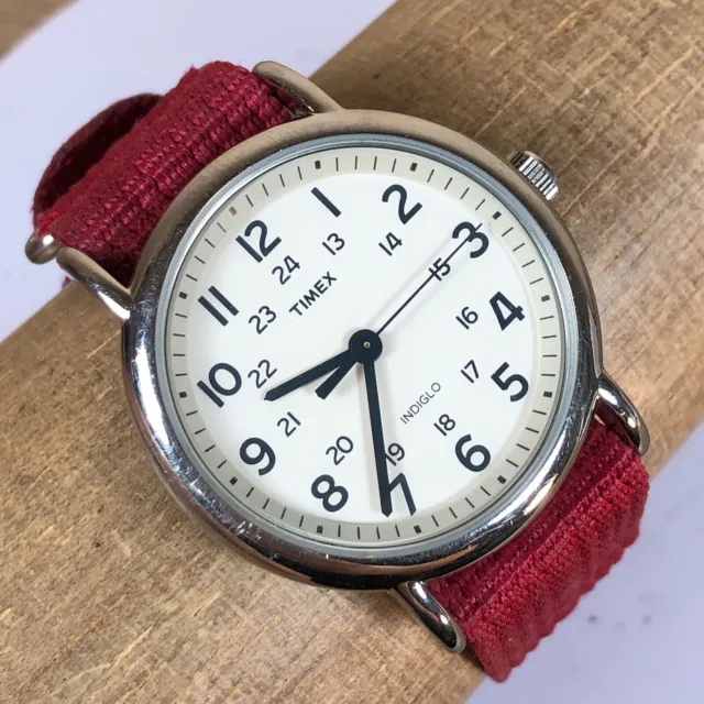 Timex Weekender Red Nylon Strap Indiglo 38mm Watch