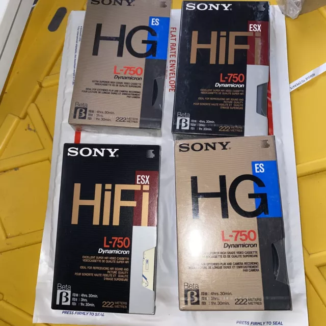 Vintage Sony Video Cassette Tape L-750 Betamax ESX Super HiFi Sealed Lot of 3