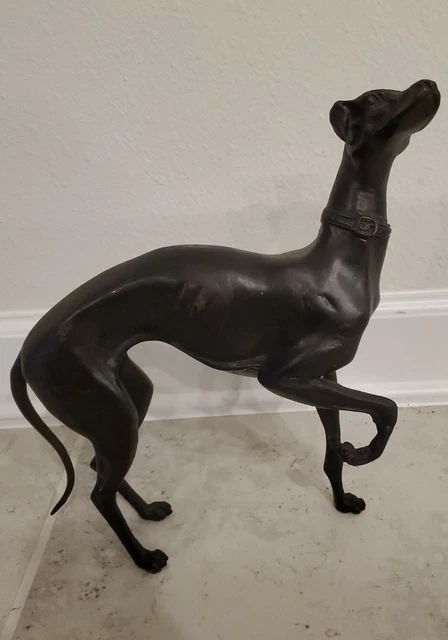 Vintage LARGE BRONZE GREYHOUND FIGURE, 12" tall, 4.2lbs