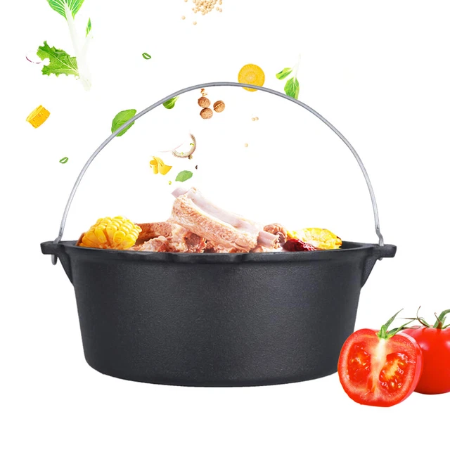 Horno holandés 30 cm pies elevador de tapas olla hierro fundido olla de fuego olla de cocina camping