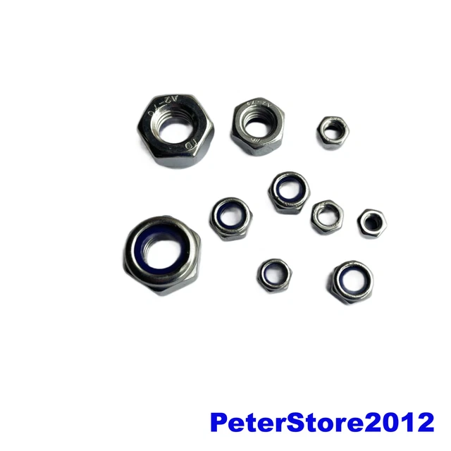 Lot D'écrous Hexagonaux Complets Filet Gauche - M4 M5 M6 M8 M10 M12 M16 - Acier A2 - Bolt World