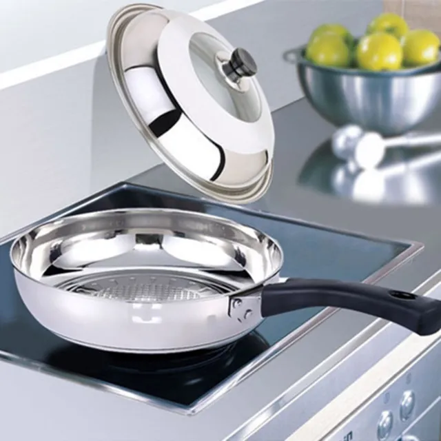 Copertura wok acciaio inox con vetro previene gli spruzzi d'olio e trattiene gli alimenti w