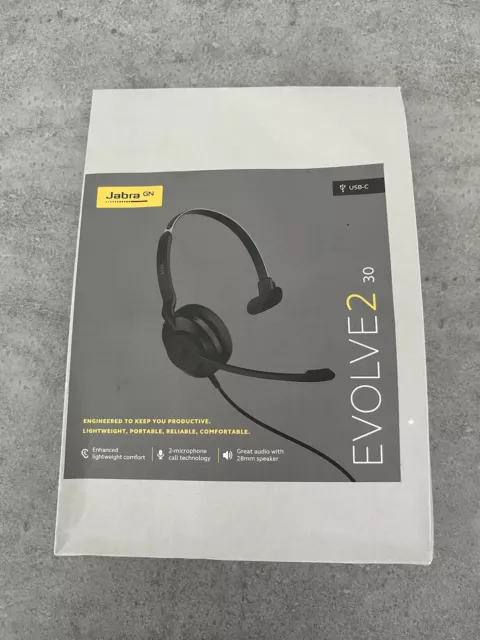 Jabra Evolve2 30 MS Wired Headset, USB-C, Stereo, Black