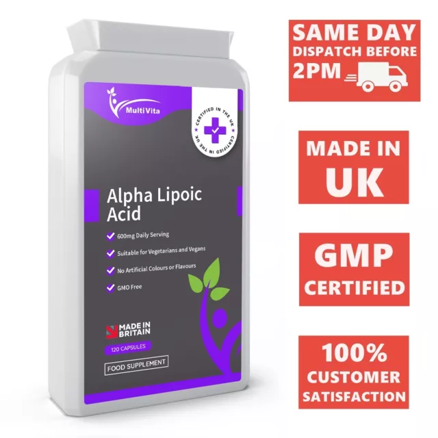 Alpha Lipoic Acid ALA-Antioxidant Supplement UK-600mg Per Serving 120 Capsules
