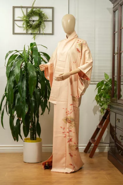 Dear Vanilla Japanese Silk Kimono Women's Robe Gown Authentic Japan Vintage Mint
