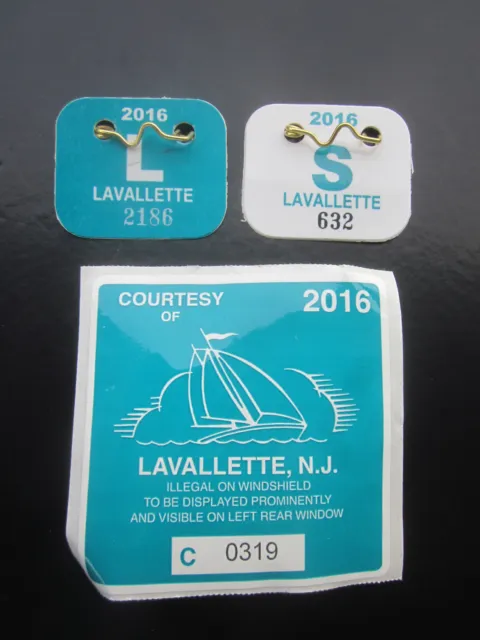 2016 Lavallette N. J. Seasonal & Senior  Beach   Badge/Tag   With  Parking