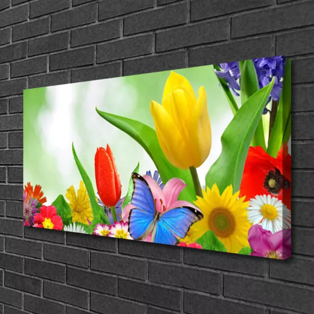 100x50 Stampa su Tela Arredamento Arredo Arte Casa Farfalla Fiori Natura