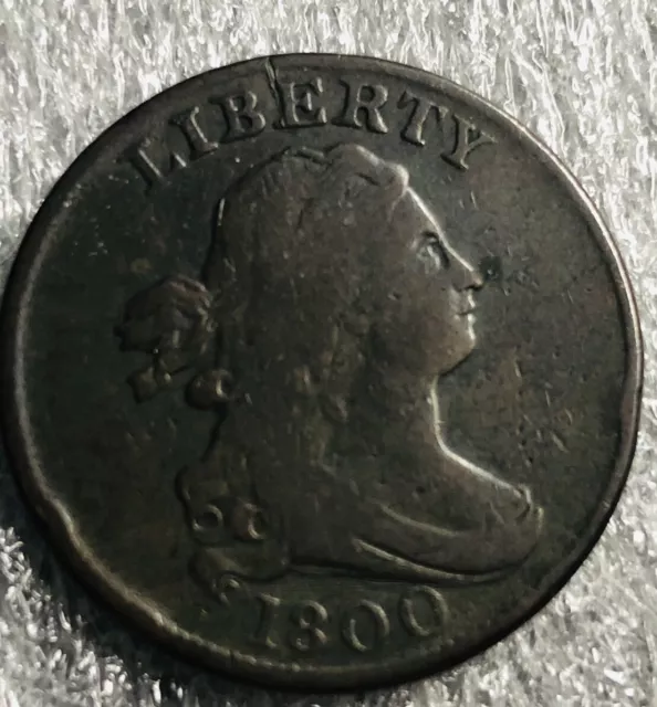1800 Draped Bust Half Cent F/Xf Only 200K Minted Original Color Early Copper