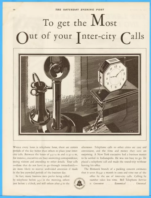 1929 Bell American Telephone Telegraph Candlestick Phone Inter-City Calls Ad